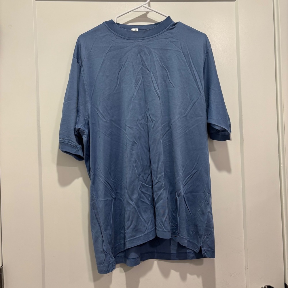 Tricots St Raphael Mens Blue Mercerized Cotton Short Sleeve T-Shirt Size M